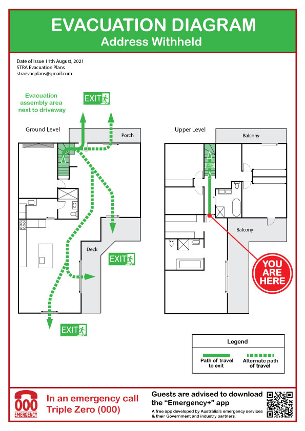 Example evacuation diagram — floor plan B5