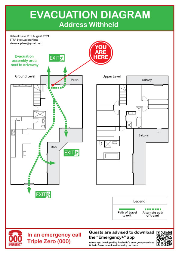 Example evacuation diagram — entrance plan
