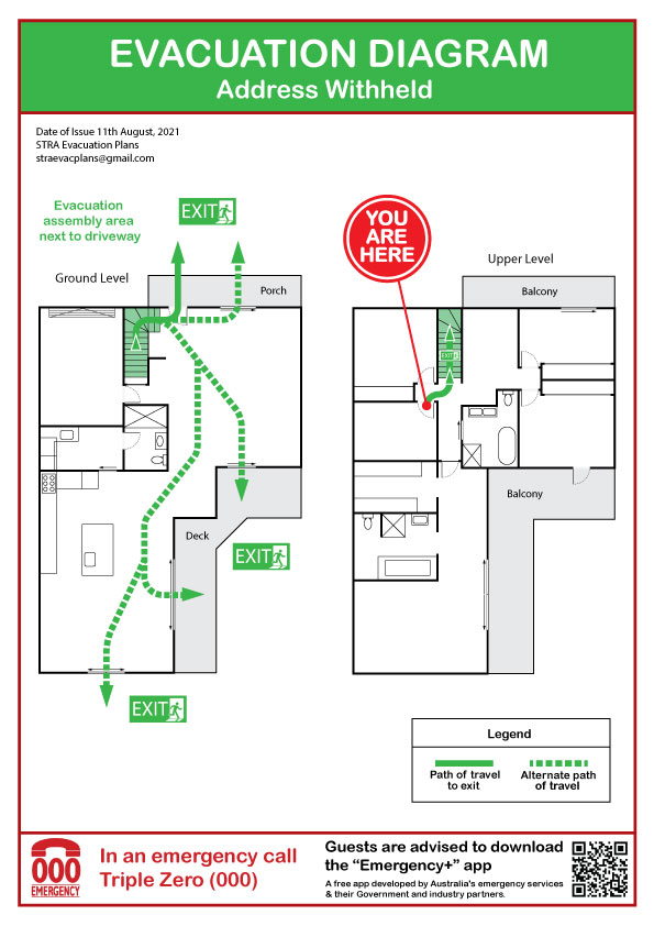 Example evacuation diagram — floor plan B4